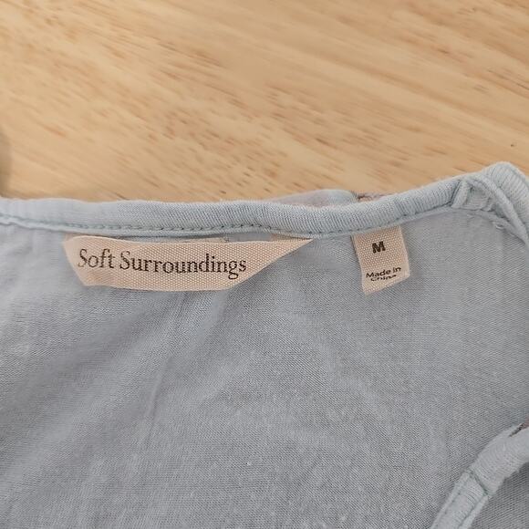 Soft Surroundings Striped Crochet Maxi Dress Blue Stripe Sleeveless Size Medium - Picture 3 of 9